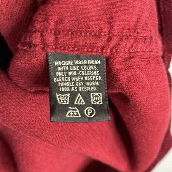 EDDIE BAUER Mens Burgundy Corduroy Herringbone Button Down Shirt Size XL Tall - Picture 11 of 13